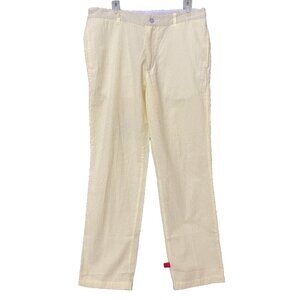 Lindland’s Cordarounds Pants Striped White Yellow Button pockets Size 34